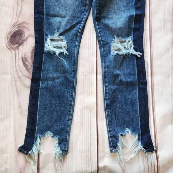 NWT L'Agence "High Line Skinny" Jeans Classic Vintage Stripe Destruct Blue 27 - Picture 4 of 14